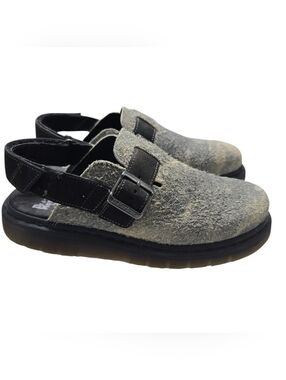 Dr. Martens Jorge II Hairy Suede Slingback Mule Gray/bBlack Sandals Sz M10 W11